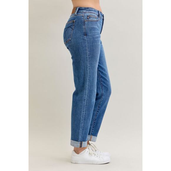 Judy Blue Mid Rise Boyfriend Classic Cuffed - Picture 2 of 12